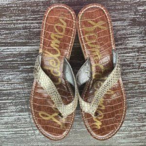 Sam Edelman Romy Gold Snake Cork Wedge Sandals